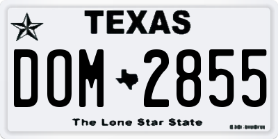 TX license plate DOM2855