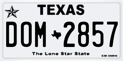 TX license plate DOM2857
