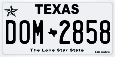 TX license plate DOM2858