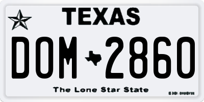 TX license plate DOM2860