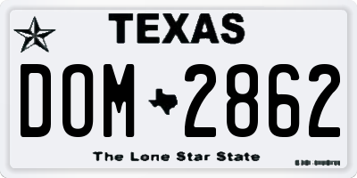 TX license plate DOM2862