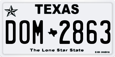 TX license plate DOM2863