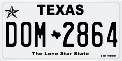 TX license plate DOM2864