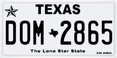 TX license plate DOM2865