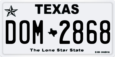 TX license plate DOM2868