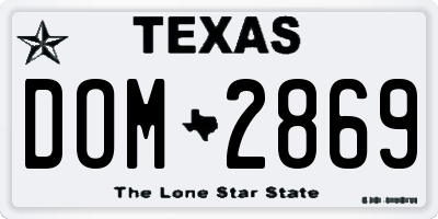 TX license plate DOM2869