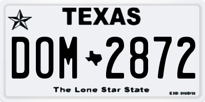 TX license plate DOM2872