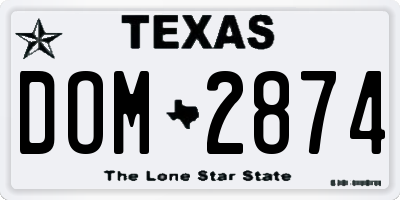 TX license plate DOM2874