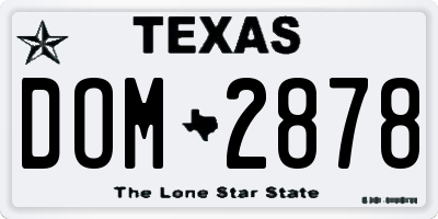 TX license plate DOM2878