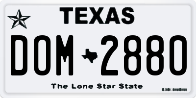 TX license plate DOM2880
