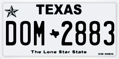 TX license plate DOM2883