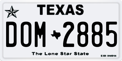 TX license plate DOM2885