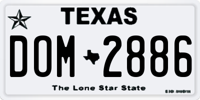 TX license plate DOM2886
