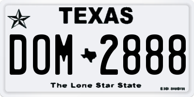TX license plate DOM2888