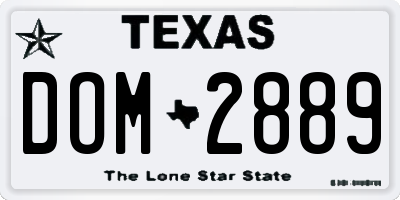 TX license plate DOM2889