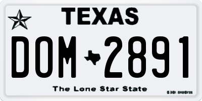TX license plate DOM2891