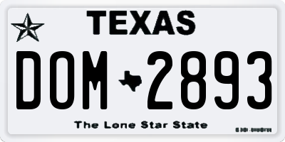 TX license plate DOM2893