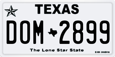 TX license plate DOM2899