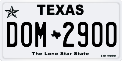 TX license plate DOM2900