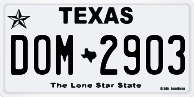 TX license plate DOM2903