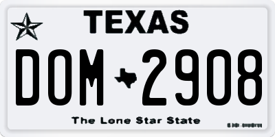 TX license plate DOM2908