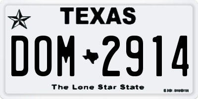 TX license plate DOM2914