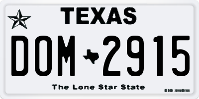 TX license plate DOM2915