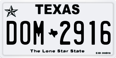 TX license plate DOM2916