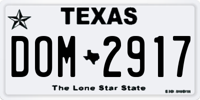 TX license plate DOM2917