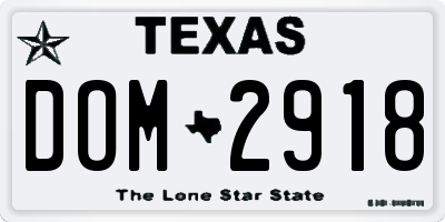 TX license plate DOM2918