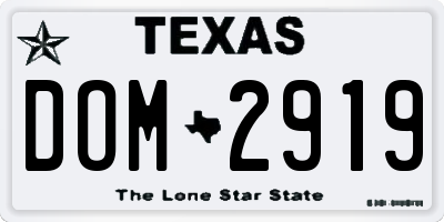 TX license plate DOM2919