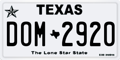 TX license plate DOM2920