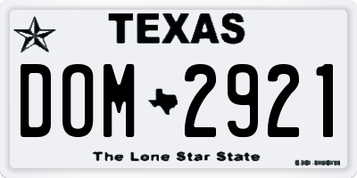 TX license plate DOM2921