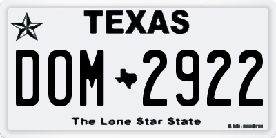TX license plate DOM2922