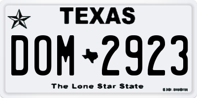 TX license plate DOM2923
