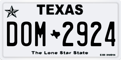 TX license plate DOM2924