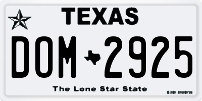 TX license plate DOM2925
