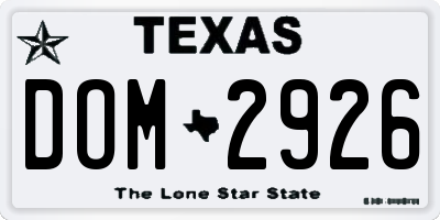 TX license plate DOM2926