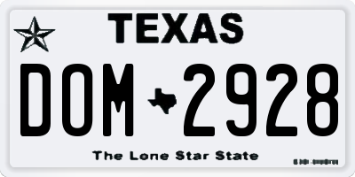TX license plate DOM2928