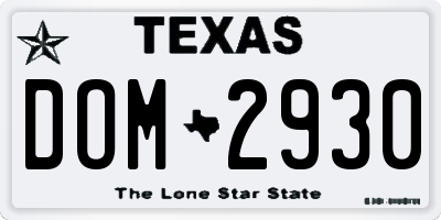 TX license plate DOM2930