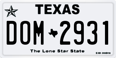 TX license plate DOM2931