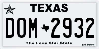 TX license plate DOM2932