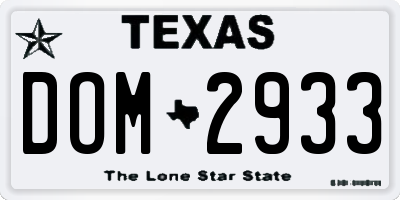 TX license plate DOM2933