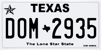 TX license plate DOM2935