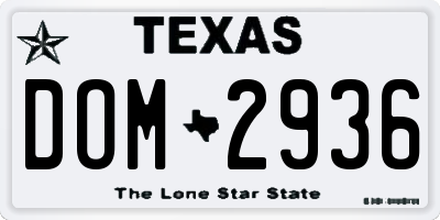 TX license plate DOM2936