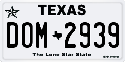 TX license plate DOM2939