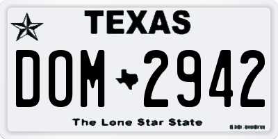 TX license plate DOM2942