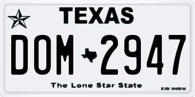 TX license plate DOM2947