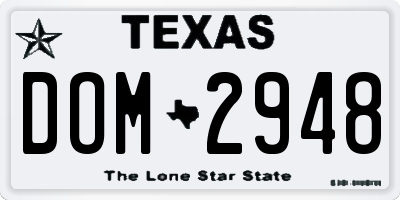 TX license plate DOM2948