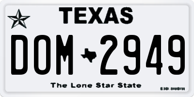 TX license plate DOM2949